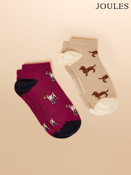 Berry & Ecru - Joules Rilla Pack Of Two Trainer Socks (AT6914) | ‏4 ر.ع.‏