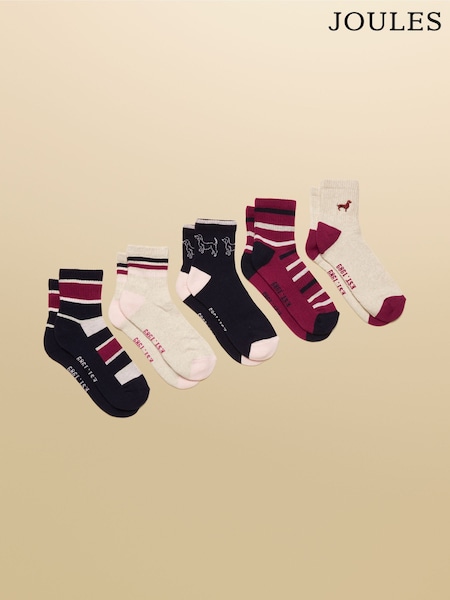 Joules Volley Multi 5 Pack Ankle Socks (AT6940) | €26