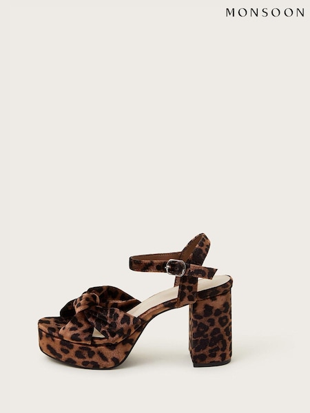 Monsoon Brown Mara Leopard Print Platform Heels (AT6956) | 322 QAR