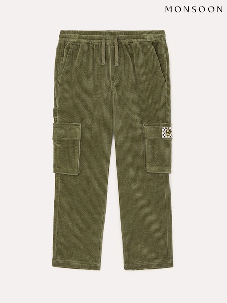 Monsoon Green 100% Cotton Corduroy Side Pocket Cargo Trousers (AT7003) | €37 - €42