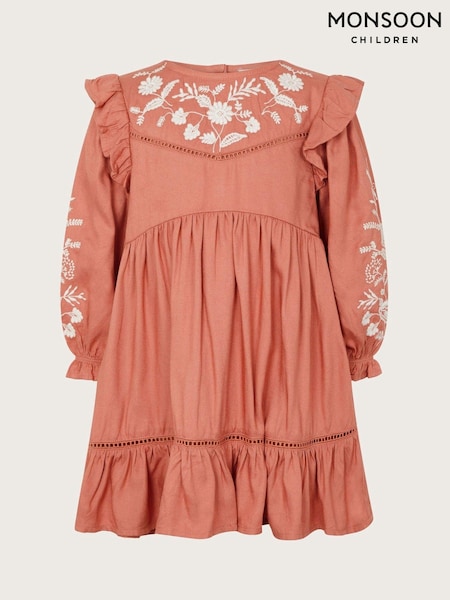 Monsoon Long Sleeve Baby Embroidered Ruffle Dress (AT7008) | ‏106 د.إ.‏ - ‏ 121‏ د.إ.