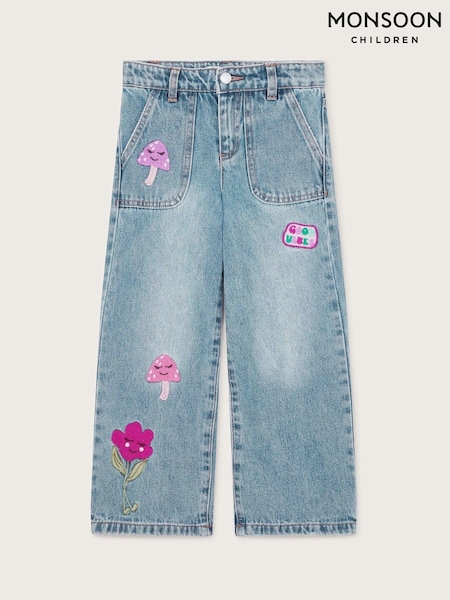 Monsoon Blue Mushroom Denim 100% Cotton Jeans (AT7016) | 74 QAR - 84 QAR