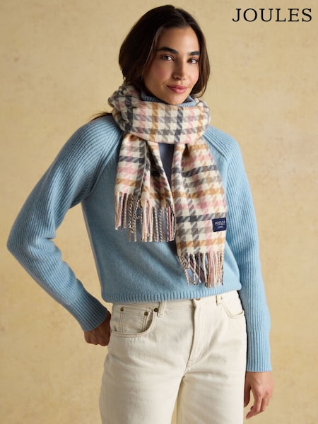 Joules Langtree Pink/Oatmeal Large Scarf (AT7062) | €20.95