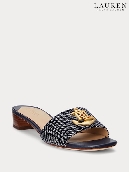 Lauren Ralph Lauren Blue Fay Anchor Logo Canvas Sandals (AT7084) | €203