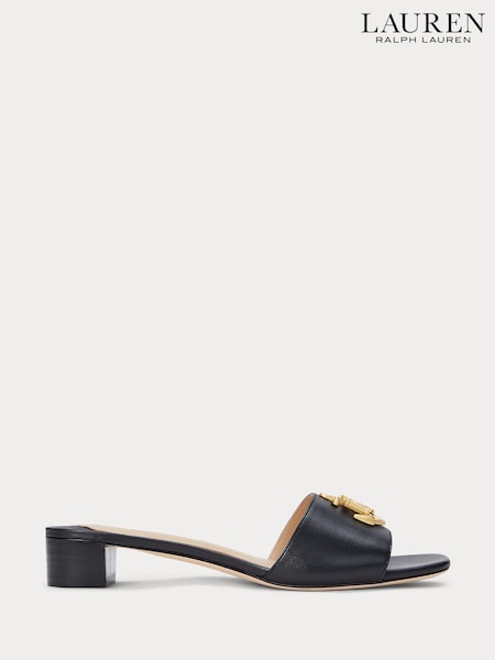 Lauren Ralph Lauren Fay Logo Nappa Leather Heel Slider Sandals (AT7101) | €203
