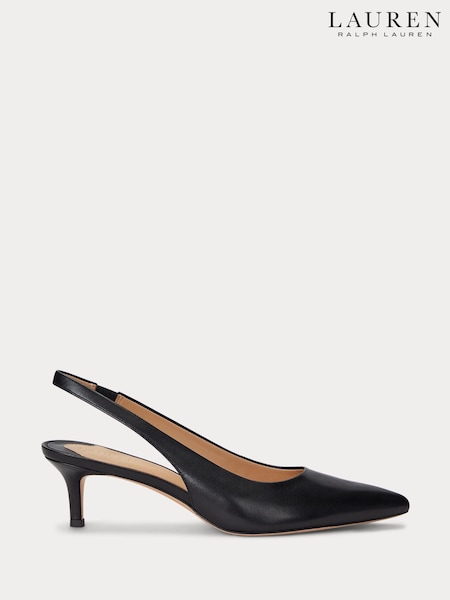 črna - Lauren Ralph Lauren Lolah Burnished Leather Slingback Pumps (AT7102) | € 183