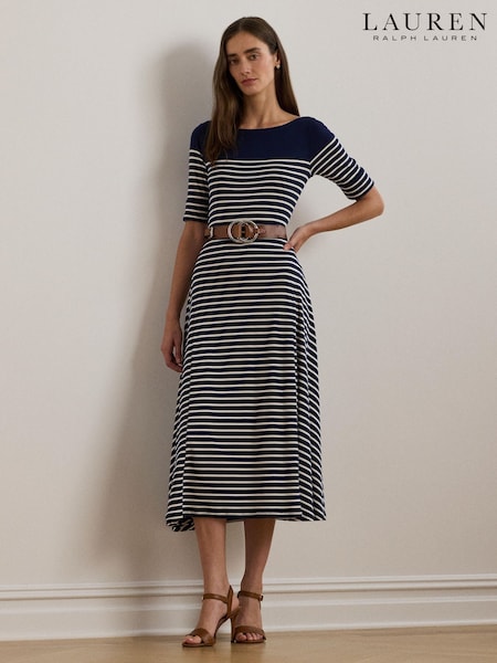 Lauren Ralph Lauren Striped Cotton Midi Dress (AT7121) | €203