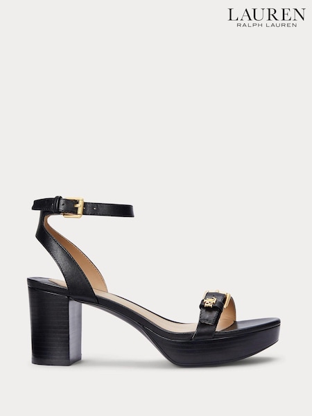 Черный - Lauren Ralph Lauren Melissah Platform Leather Heeled Sandals (AT7129) | €211