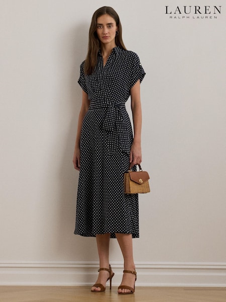 Lauren Ralph Lauren Polka-Dot Belted Crepe Dress (AT7133) | 13,758 UAH