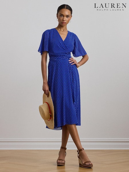 Lauren Ralph Lauren Polka-Dot Belted Crinkle Georgette Dress (AT7142) | €343