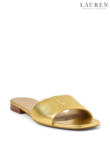 Lauren Ralph Lauren Everley Logo Nappa Leather Slide Sandals (AT7143) | €197