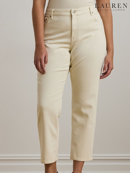 Lauren Ralph Lauren Cream Curve High Rise Straight Fit Denim Jeans (AT7154) | €211