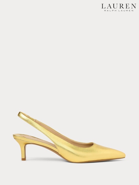 Aur - Lauren Ralph Lauren Lolah II Leather Slingback Pump Heeled Shoes (AT7162) | 777 LEI