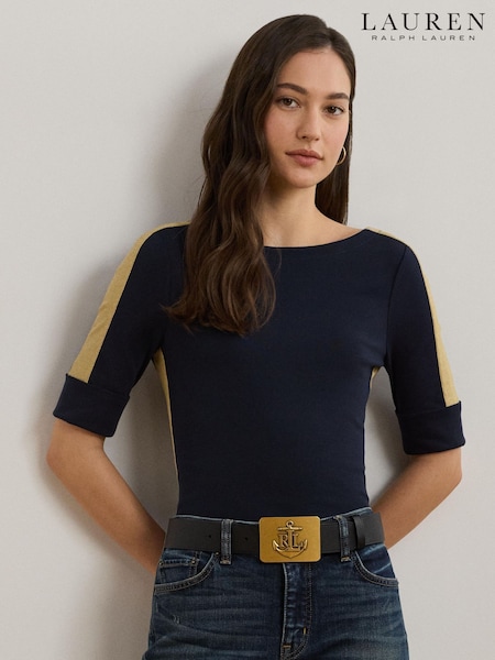 Lauren Ralph Lauren Damira Two Tone Boatneck Stretch Jersey Top (AT7167) | €51