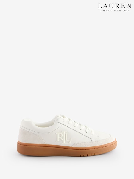 Lauren Ralph Lauren Hailey Gum Sole Leather White Trainers (AT7192) | €228
