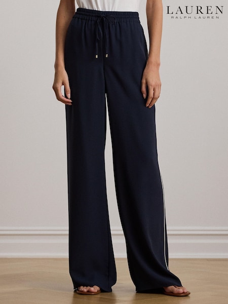 Lauren Ralph Lauren Ziakash Side-Stripe Georgette Wide-Leg Trousers (AT7202) | kr2 699