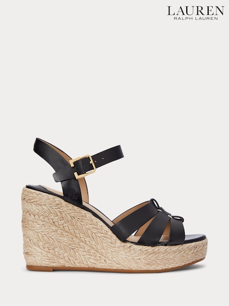 Lauren Ralph Lauren Soffia Nappa Leather Wedge Espadrille Sandals (AT7215) | €228