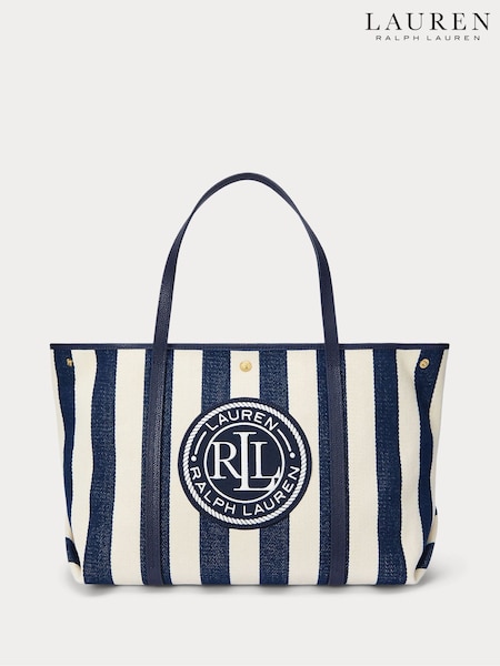 Lauren Ralph Lauren Emerie Twill Herringbone Slouchy 100% Cotton Tote Bag (AT7224) | €356