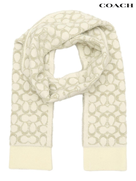 COACH Cream Signature C Metallic Muffler (AT7309) | R$ 940