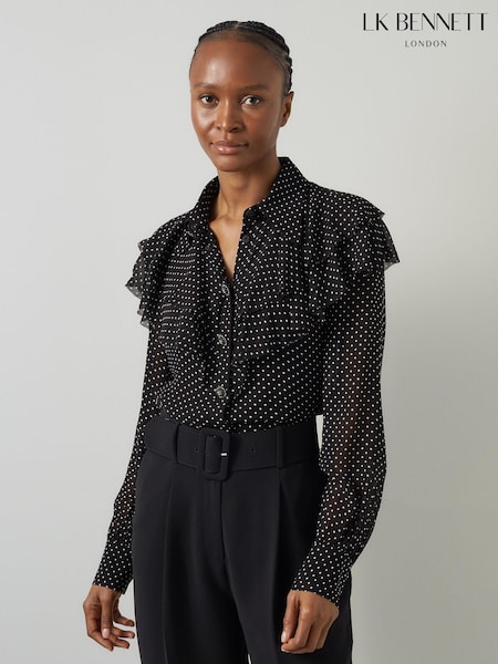 LK Bennett Margaux Ruffle Shoulder Blouse (AT7364) | 155 €