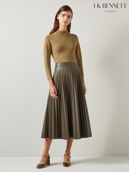 LK Bennett Brown Sadie Gold Turtle Neck Metallic Knit Top (AT7365) | €98