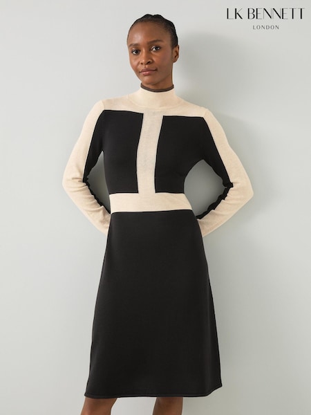 LK Bennett Selma Multi Colour Block Knitted Dress (AT7372) | 1,165 LEI