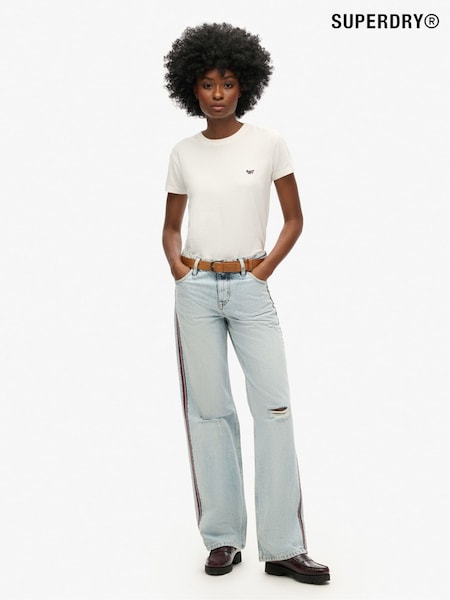 Superdry Blue Mid Rise Wide Leg 100% Cotton Double Tape Jeans (AT7385) | 173 QAR