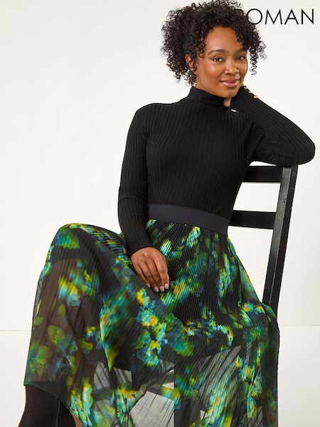 Roman Petite Floral Crystal Pleated Skirt (AT7415) | ‏251‏₪