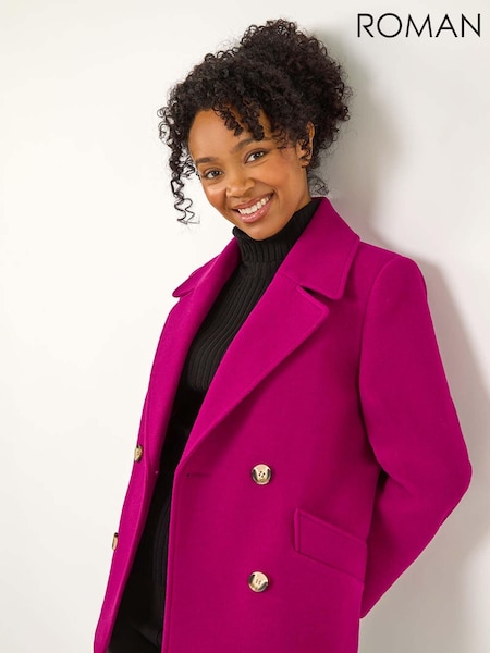 Roman Pink Petite Button Up Collar Coat (AT7424) | €77
