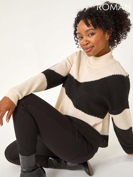 Roman Black Petite Colour Block Knit Jumper (AT7426) | €73