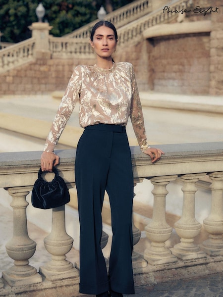 Phase Eight Gold Pippa Floral Top (AT7547) | AED201