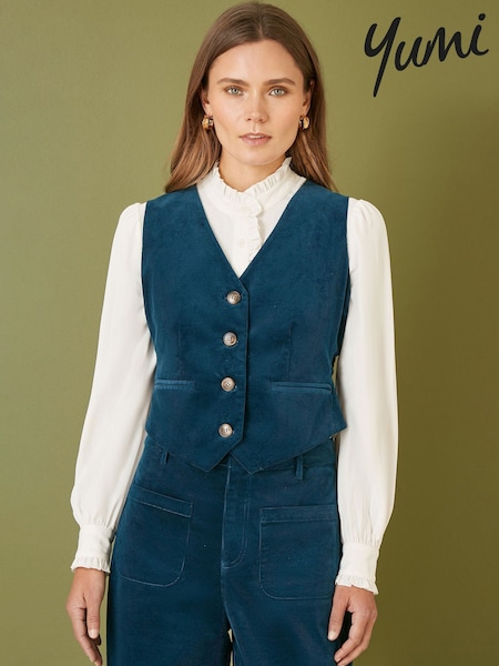 Yumi Blue Corduroy Waistcoat (AT7579) | €77