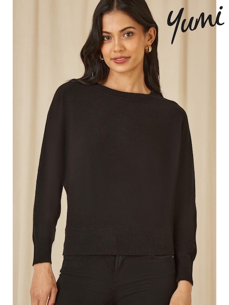 Yumi Black Knitted Batwing Jumper (AT7592) | €54