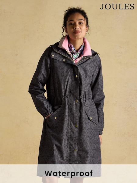 Joules Holkham Black Waterproof Packable Raincoat With Hood (AT7683) | R$ 740