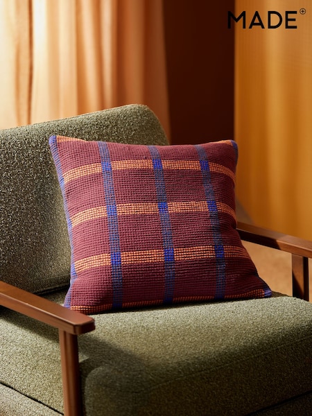 MADE.COM Brown Textured Woven Cale Cotton Geo Cushion (AT7736) | €27