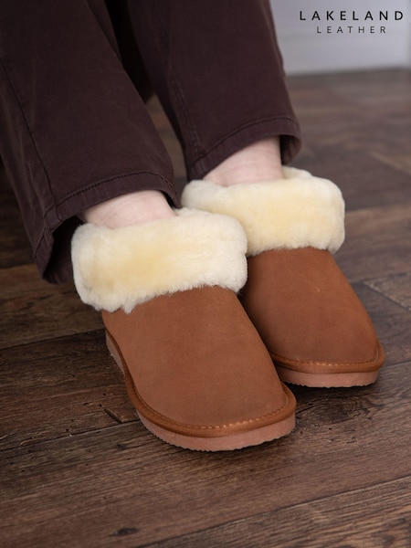 Lakeland Leather Ladies Sheepskin Cuff Low Bootie Slippers (AT7762) | 417 LEI