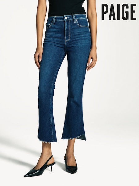Paige Blue Claudine Crop Raw Hem Straight Jeans (AT7780) | $380