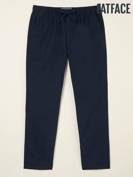 FatFace Navy Cotton Linen Straight Pull on Trousers (AT7782) | €78