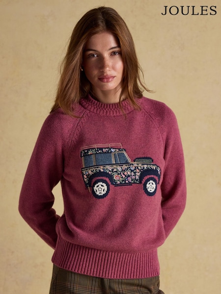 Joules Rutland Pink Intarsia 4x4 Cotton Rich Knitted Jumper (AT7804) | R$ 680