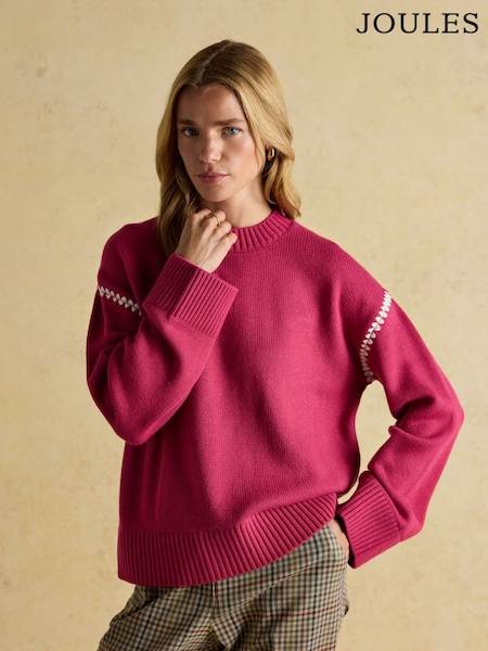 Joules Alexandra Pink Blanket Stitch Jumper (AT7811) | R$ 610