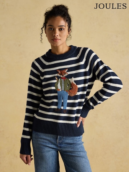 Joules Jonty Striped Crew Neck Intarsia Jumper (AT7839) | R$ 680