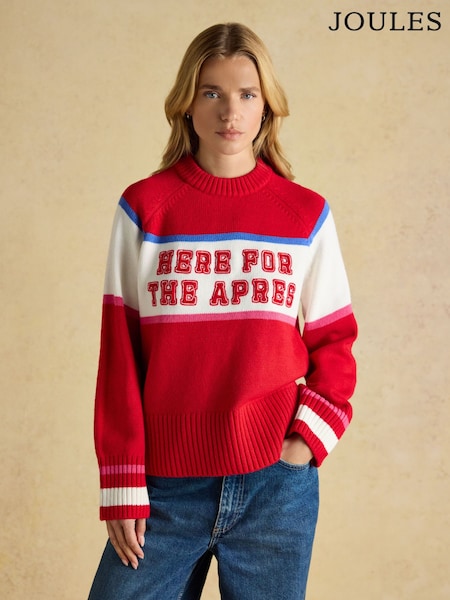 Joules Here For The Apres Red Knitted Jumper (AT7840) | €64.95