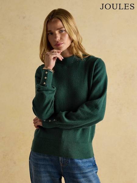 Verde - Joules Enid Cotton-Rich High Neck Jumper (AT7846) | R$ 535