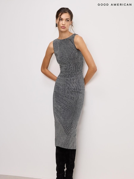 Good American Black Crystal High Neck Dress (AT8013) | €194