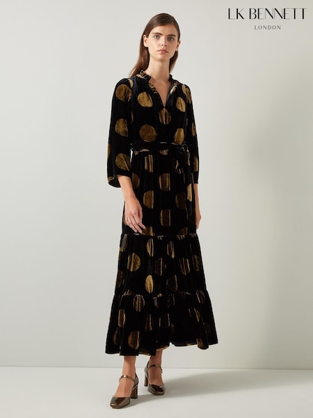 LK Bennett Black Lulu Giant Spot Print Velvet Dress (AT8021) | 29,980 UAH