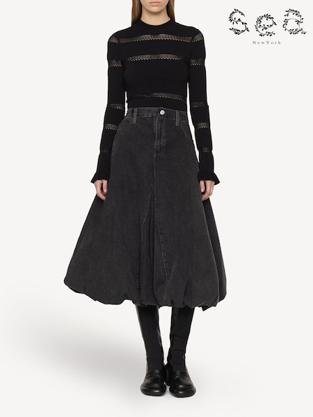Sea New York Black Elle Denim Bubble Skirt (AT8077) | €460