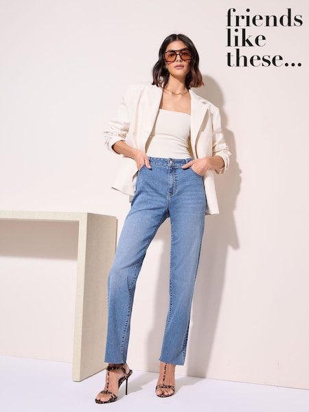 Friends Like These Mid Blue Denim Petite Comfort Stretch Straight Leg Jeans (AT8145) | 2,043 UAH