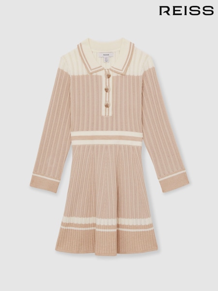 Reiss Colette Rib-Knit Pointelle Flared Dress (AT8155) | ‏562 د.إ.‏