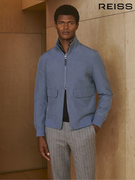 Reiss Airforce Blue Rufus Zip-Through Funnel-Neck Jacket (AT8156) | AED1,872