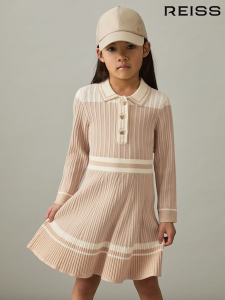 Reiss Colette Rib-Knit Pointelle Flared Dress (AT8160) | ‏533 د.إ.‏